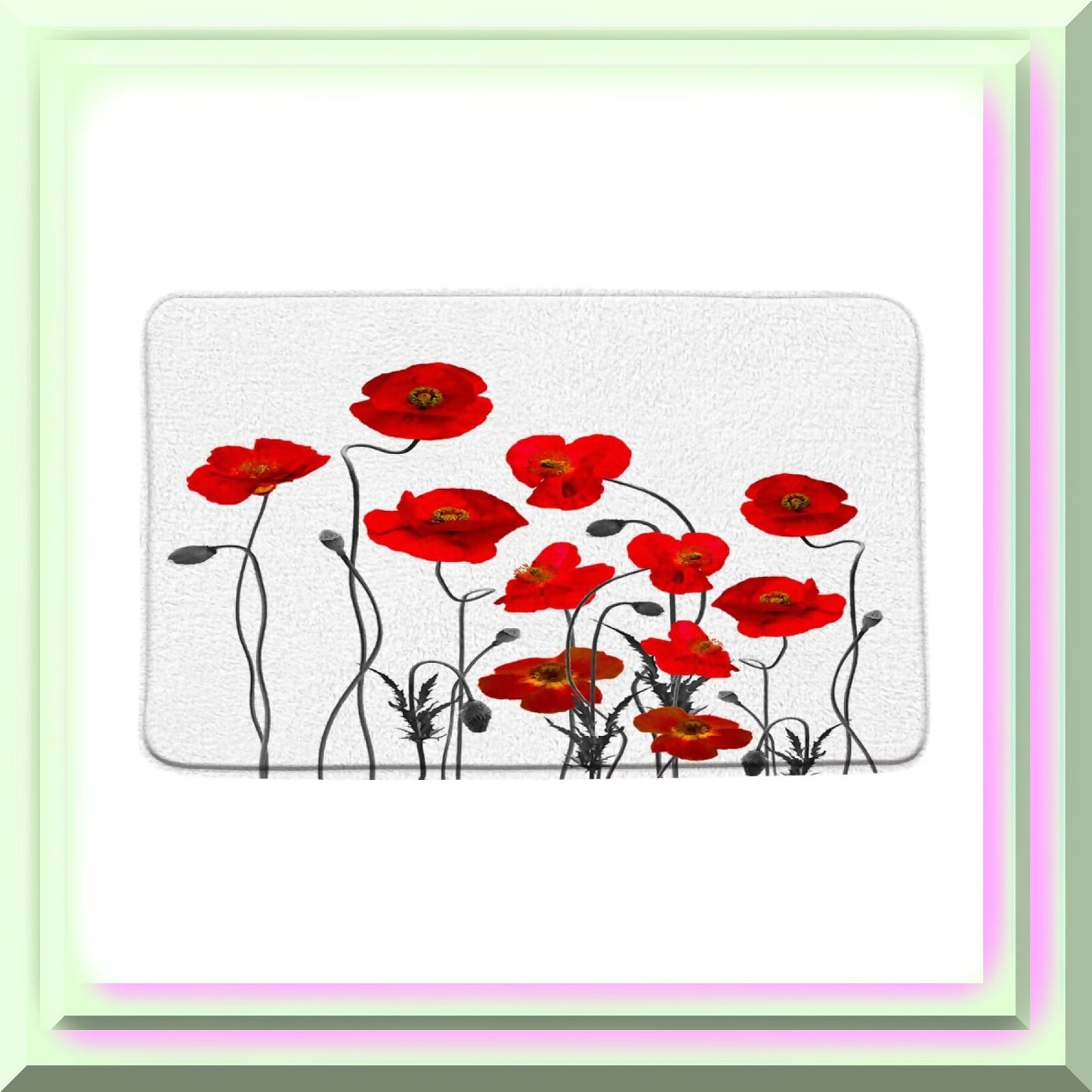 Flower Bath Mat Rustic Red Poppy Floral 50 Char