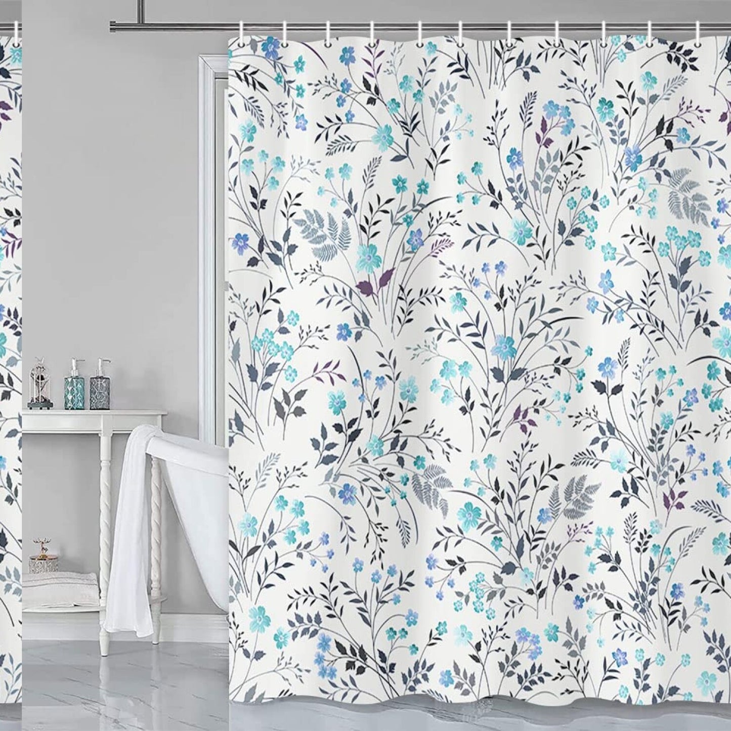 Spring Floral Watercolor Shower Curtain 69x70