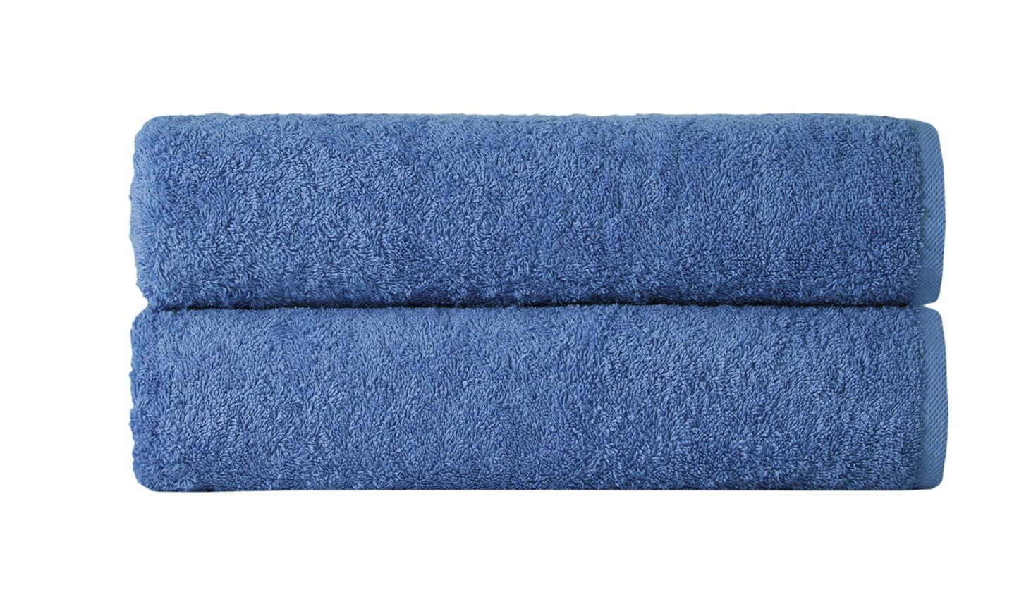 Turkish Cotton Bath Towels Set 2 Pcs Blue