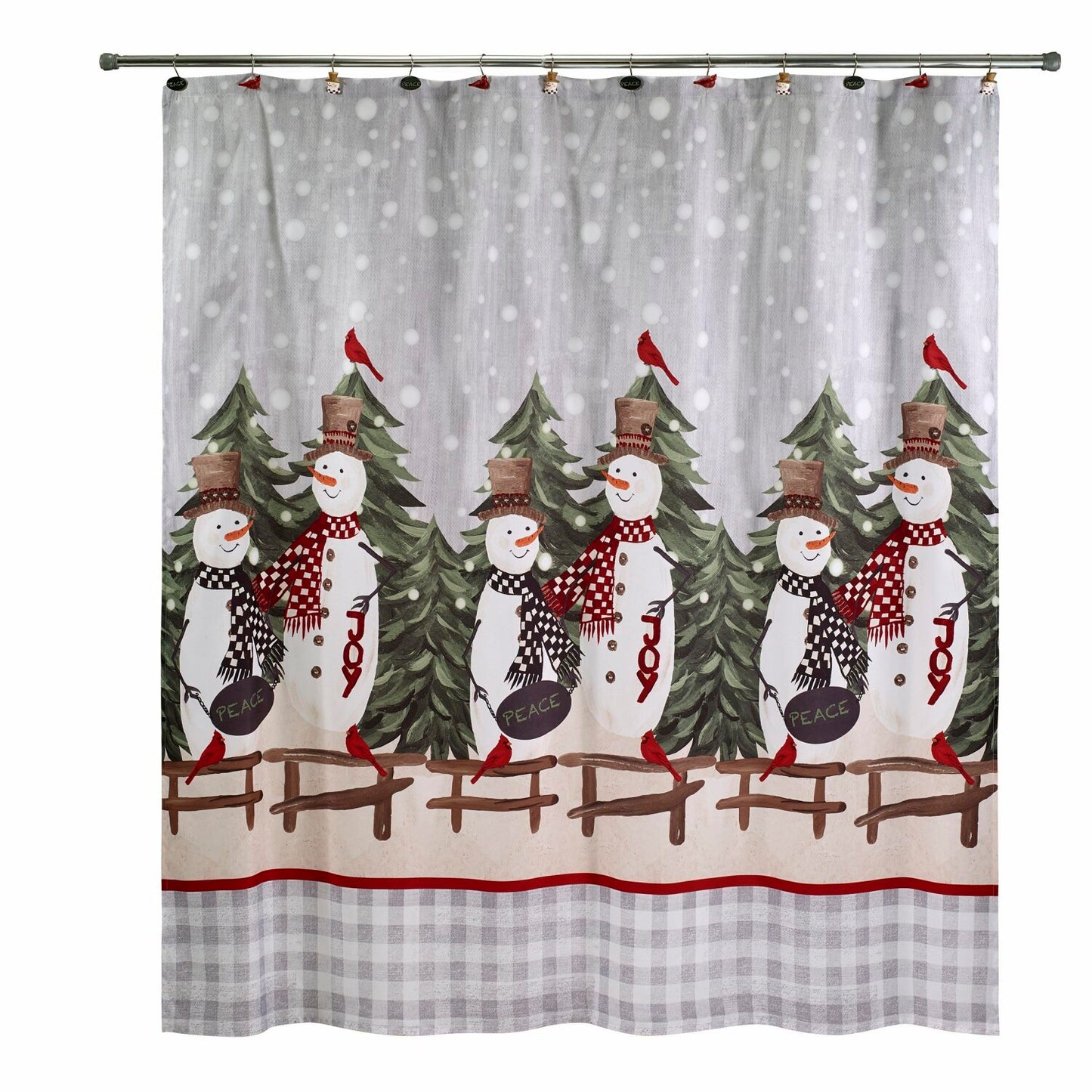 Fabric Shower Curtain 72" Holiday Country Snowmen
