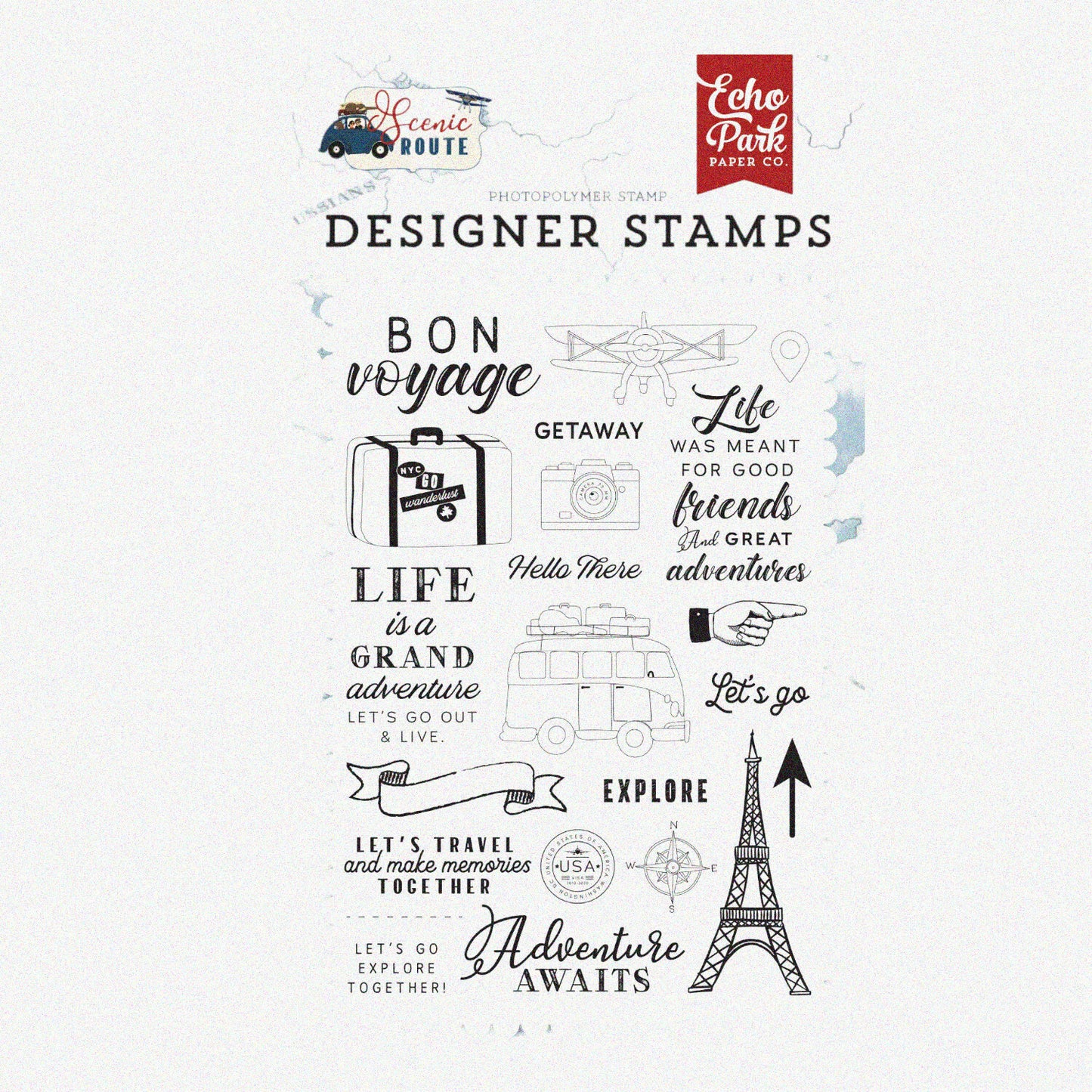 Let's Go Travel Stamp Set, Multi-Color