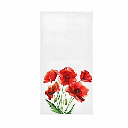 Summer Red Poppy Hand Towels 16x30 for Bathroom and Kitchen