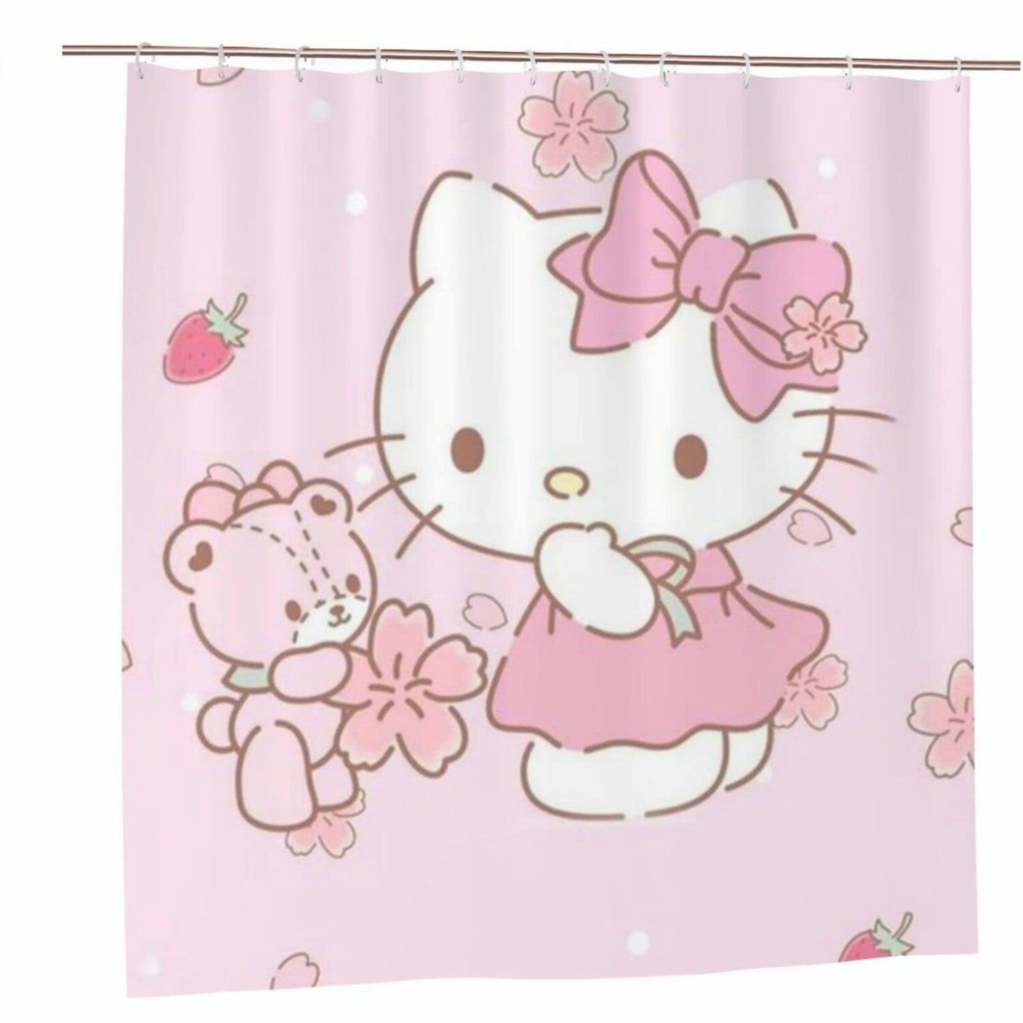Cartoon Hello Cat Kitty Shower Curtain 66x72 Inches