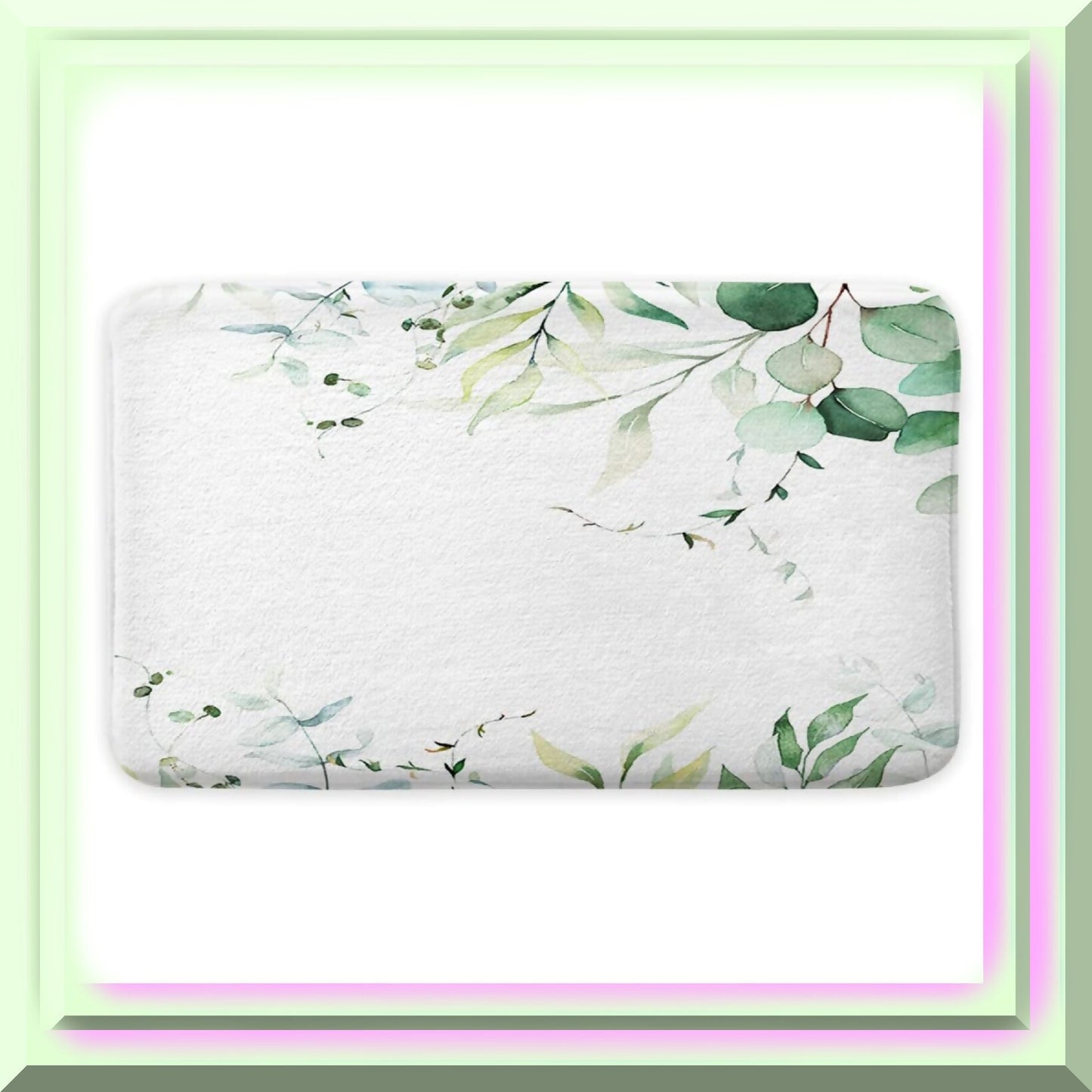 Green Leaves Waterproof Bath Mat 17x29 Inches