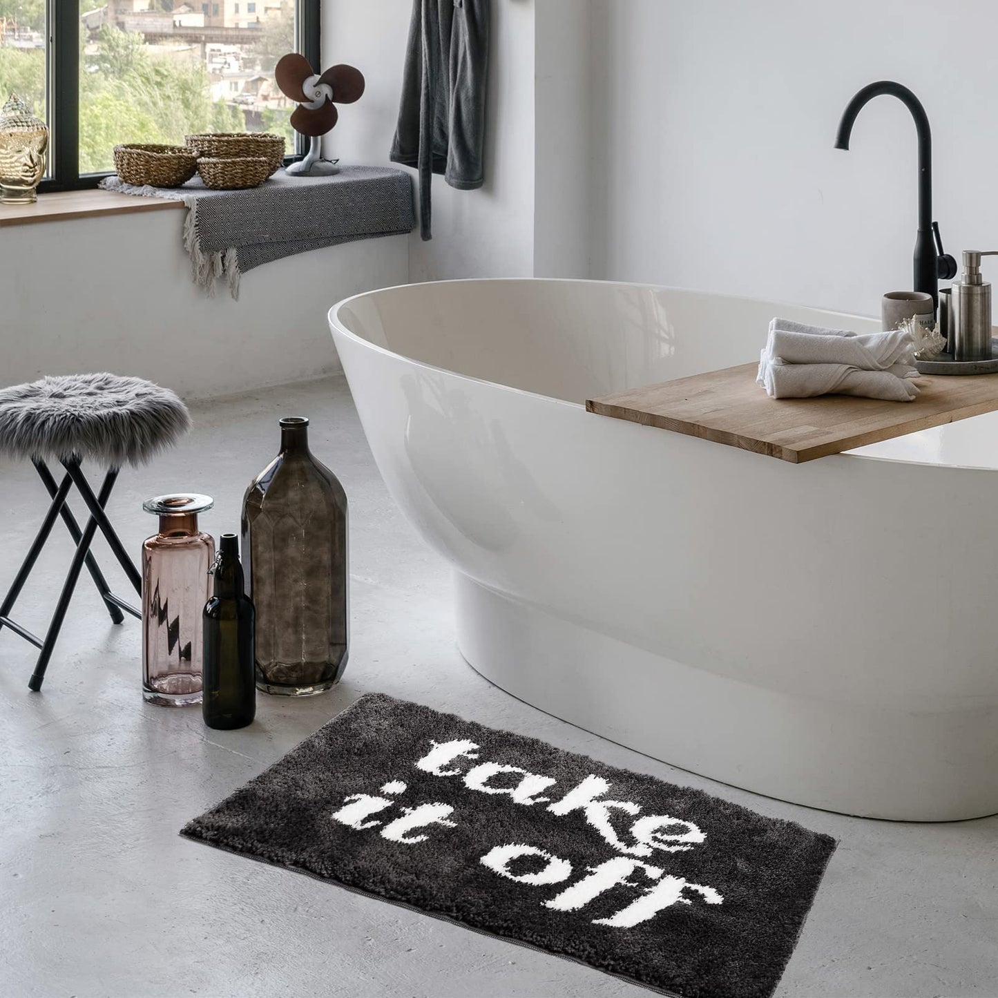 Dark Gray Microfiber Bath Mat 20x31.5in