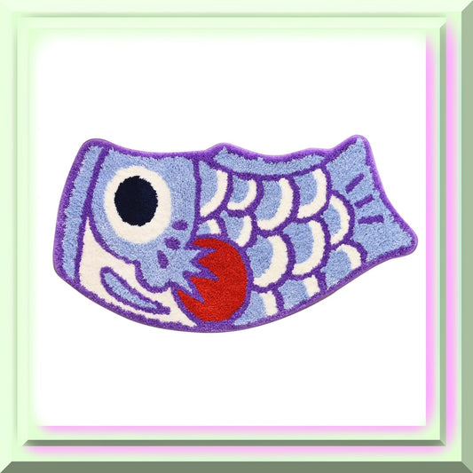 Purple Fish Bath Mat 45x85cm Non-Slip Water Absorbent