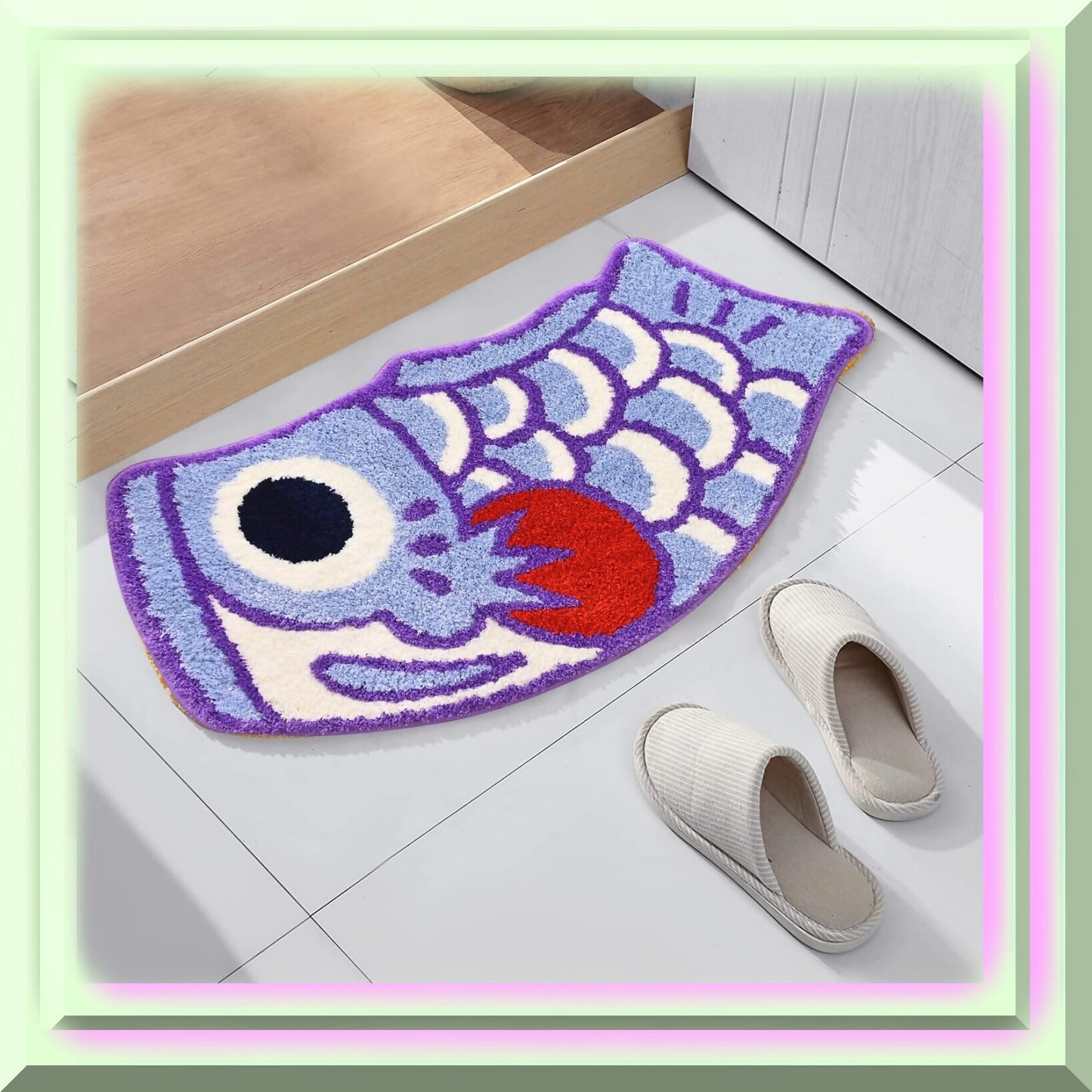 Purple Fish Bath Mat 45x85cm Non-Slip Water Absorbent