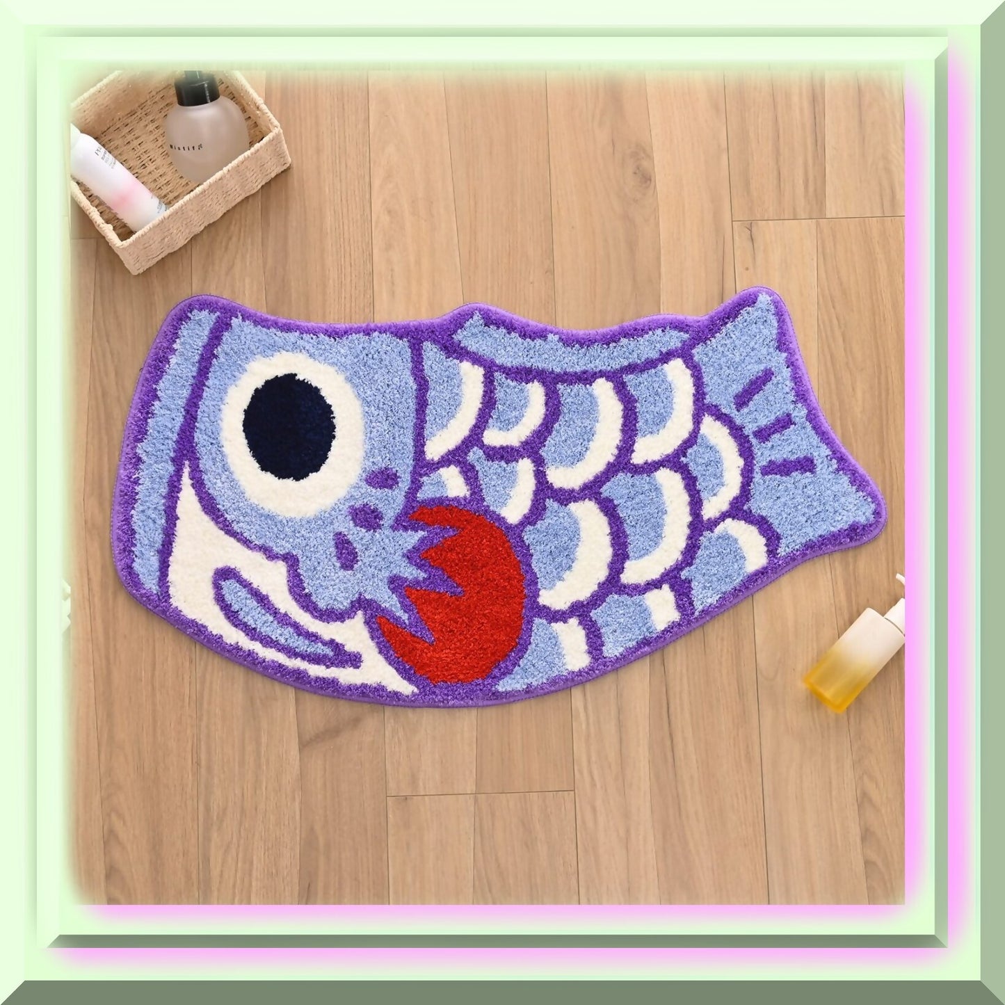 Purple Fish Bath Mat 45x85cm Non-Slip Water Absorbent
