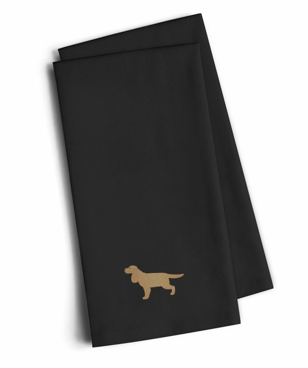Black Embroidered Cotton Towel Set 2, 19x25