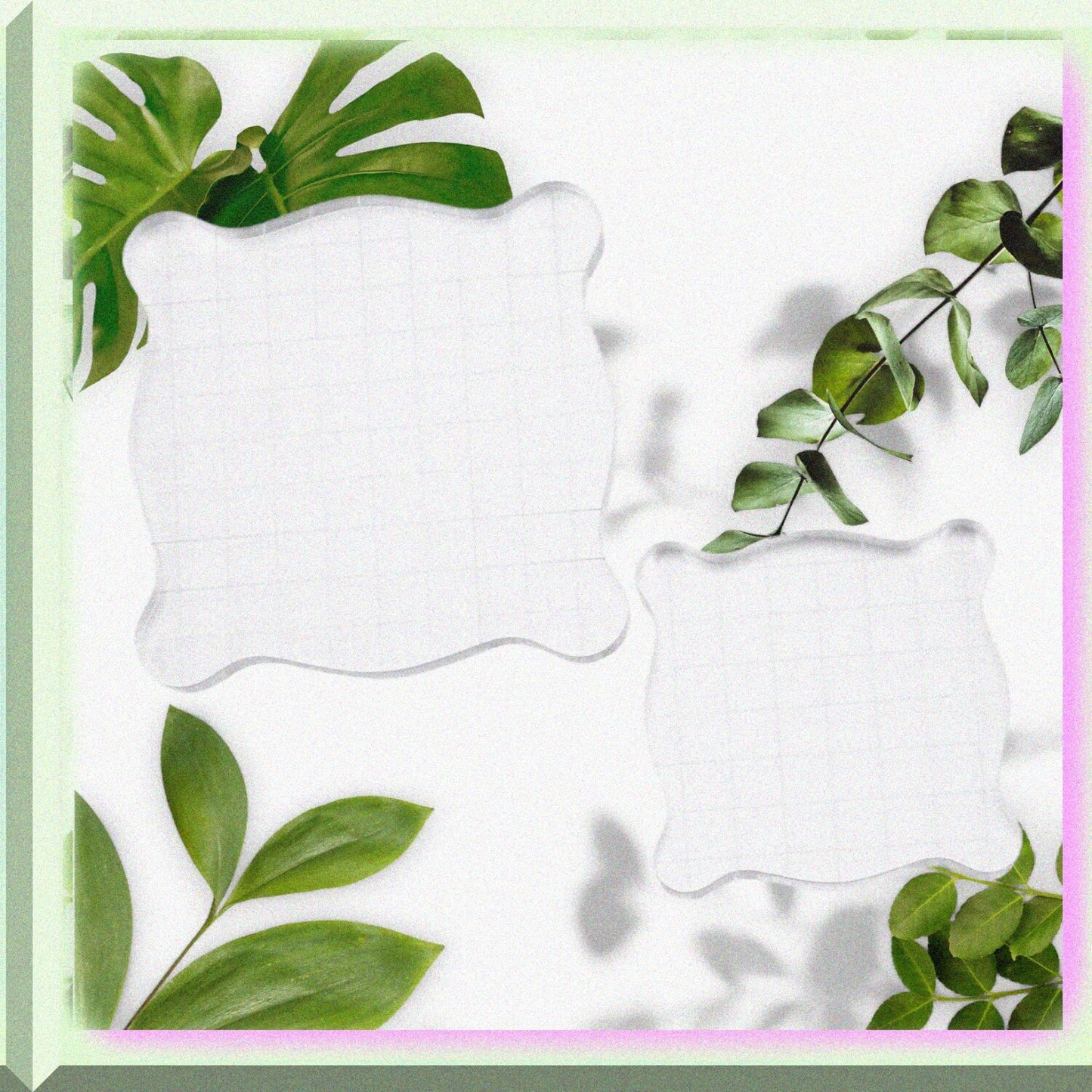 2pcs Clear Acrylic Stamp Blocks 5cm and 7.5cm