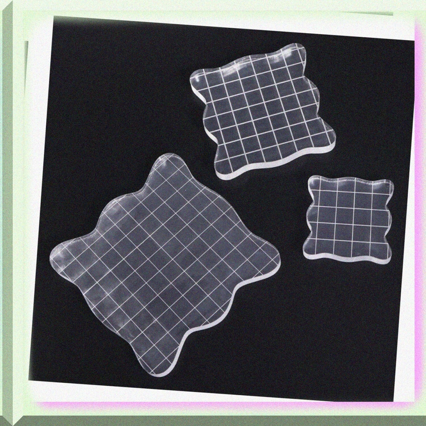 2pcs Clear Acrylic Stamp Blocks 5cm and 7.5cm