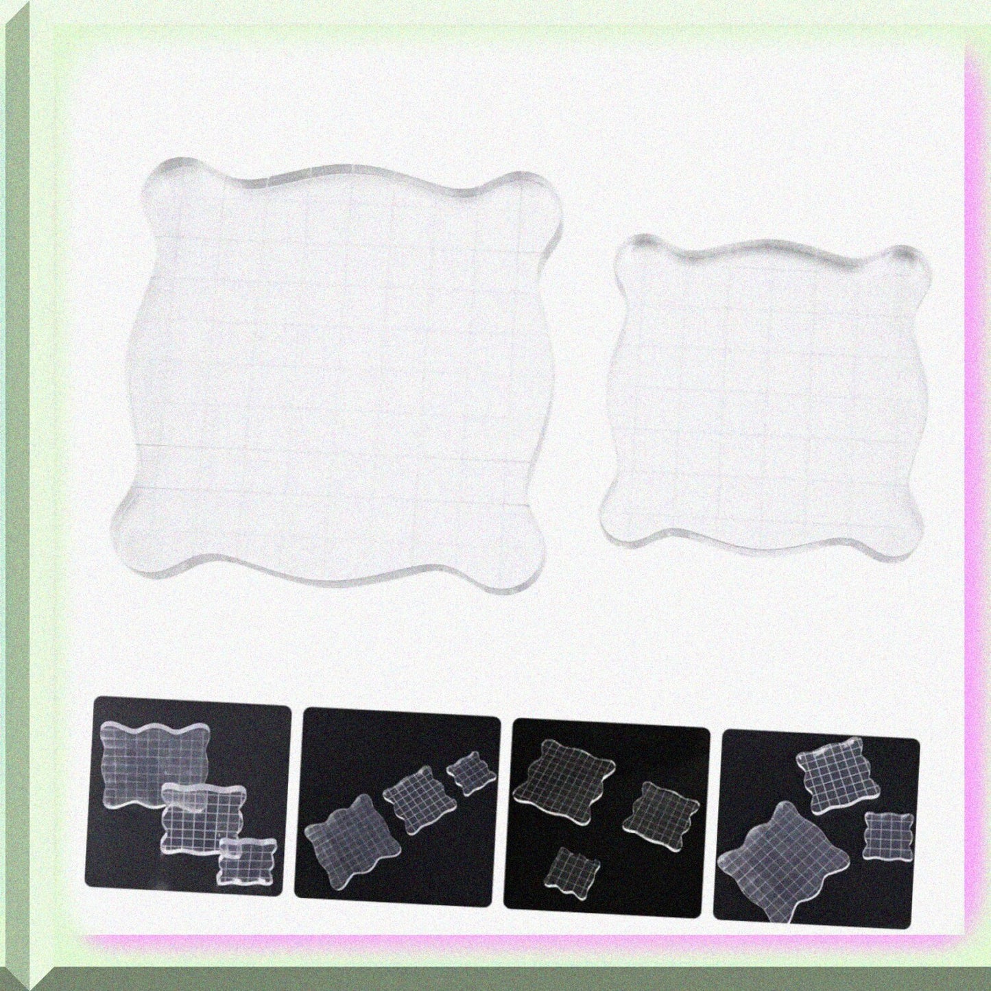 2pcs Clear Acrylic Stamp Blocks 5cm and 7.5cm