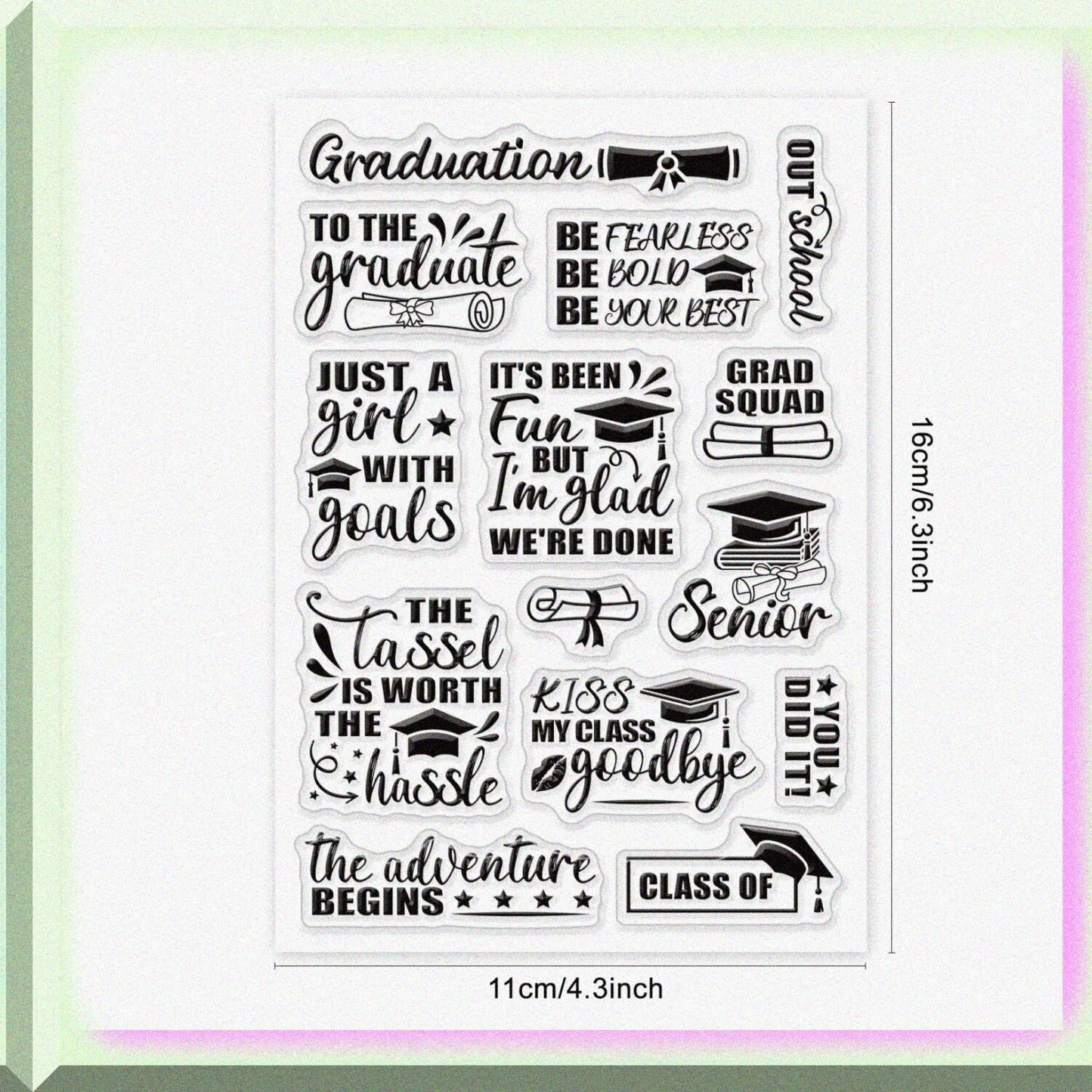 Graduation Clear Stamps with Inspiring Words