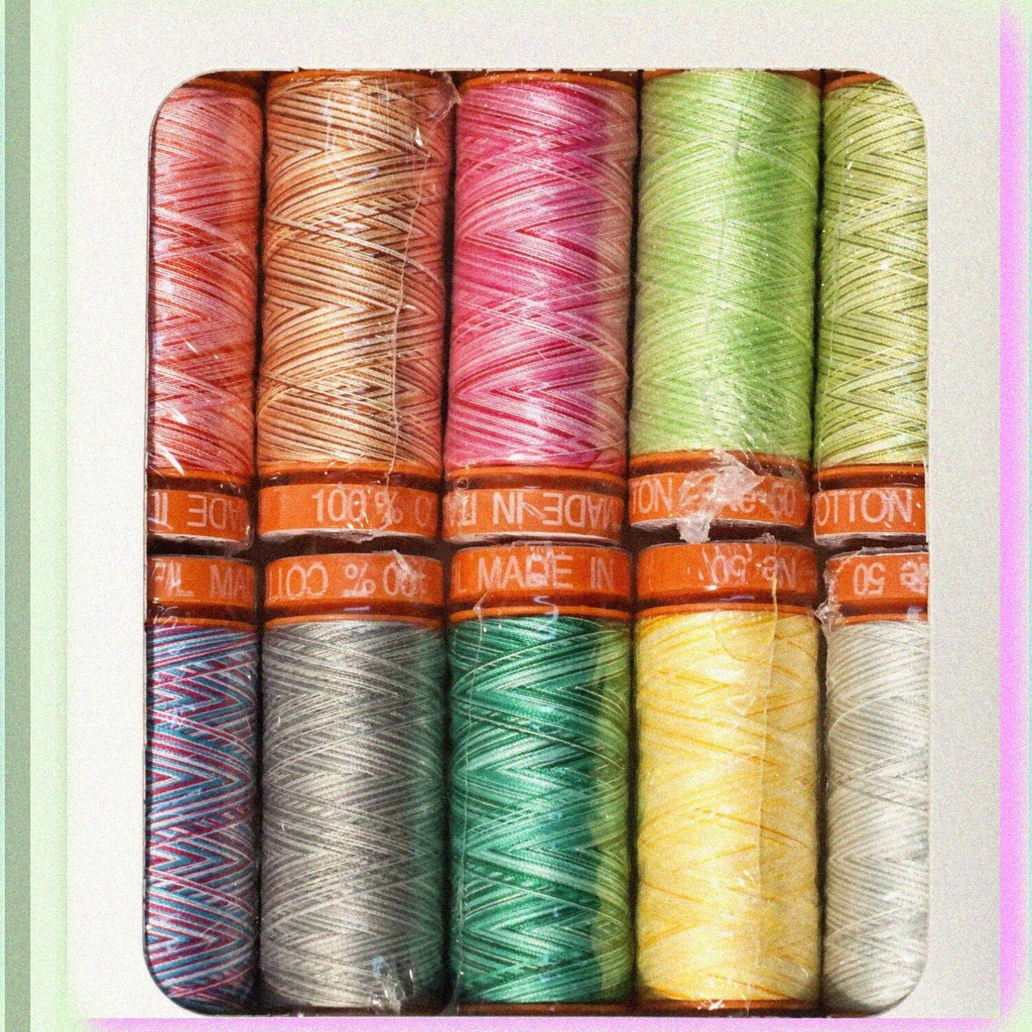 10 Spools Cotton Thread Set 220 Yards Variegated Colors