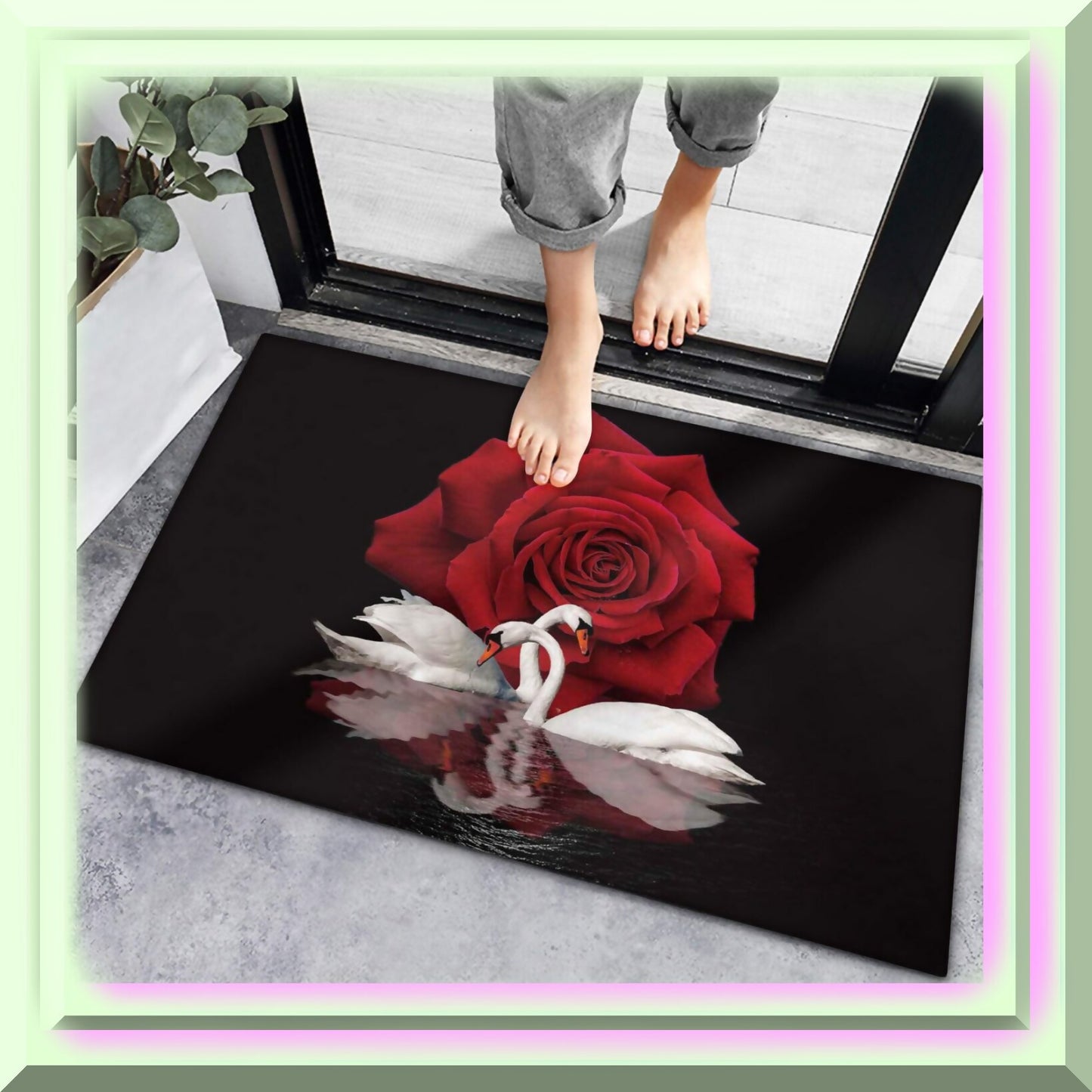 Indoor Non-Slip Bath Rug 20x32 Rose Red Flower