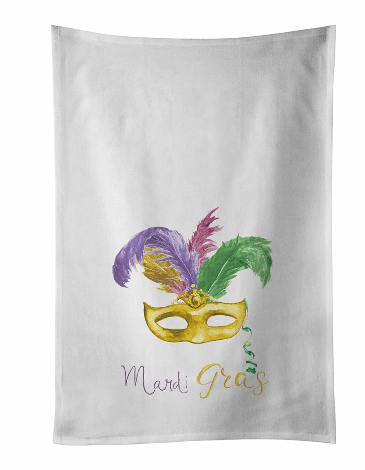 Yellow Mardi Gras White Kitchen Towel Set of 2