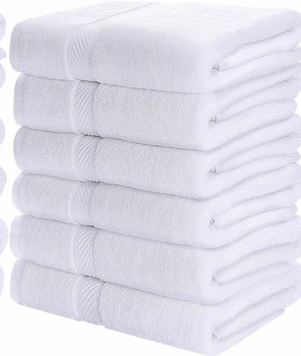 White Cotton Bath Towels Set 24x46 6 Count