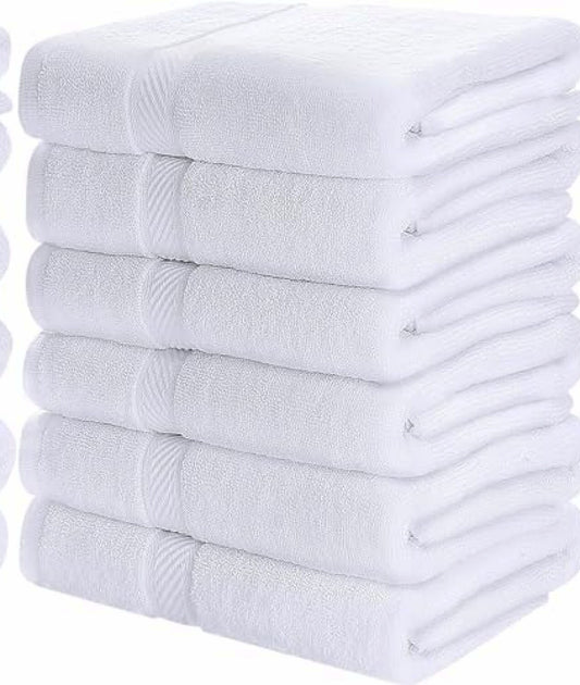 White Cotton Bath Towels Set 24x46 6 Count
