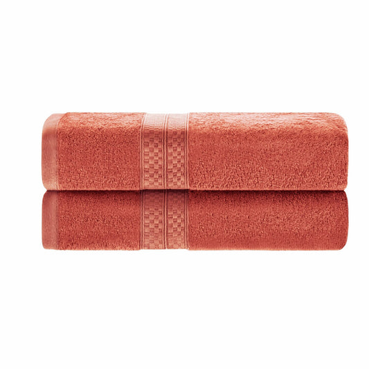 Rayon Bamboo Cotton Bath Towel Set 2 Pack 30x54 Salmon