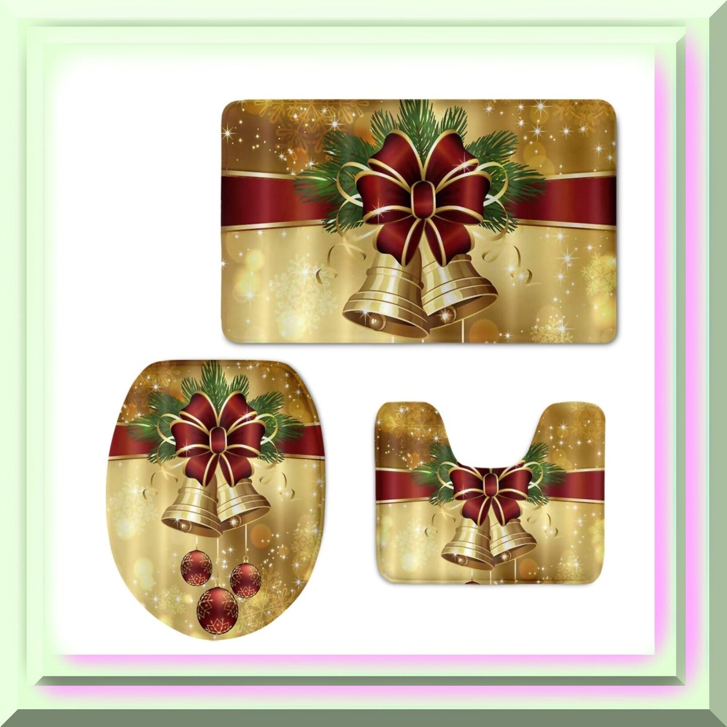 Merry Bathroom Mat Set 3 Piece Gold