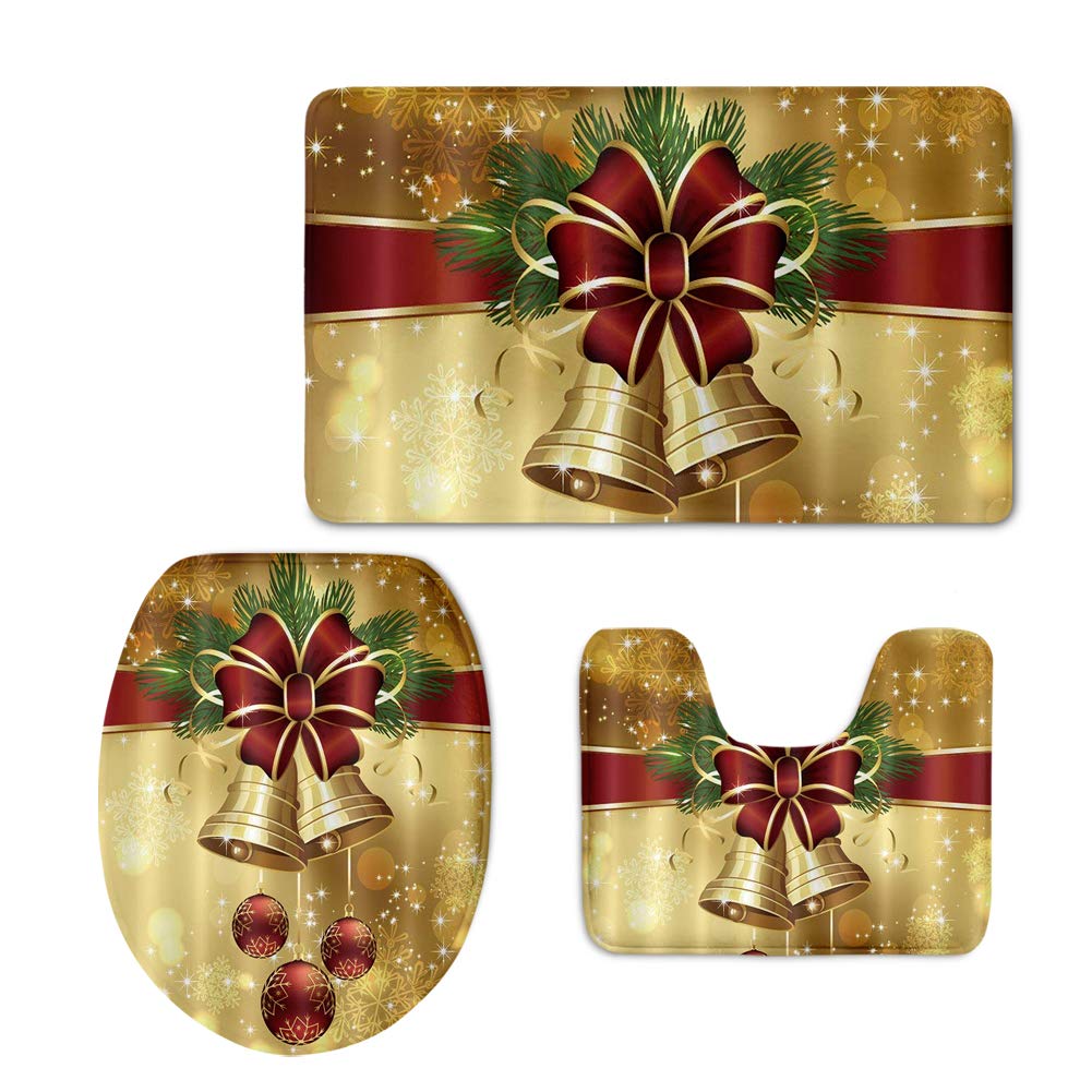 Merry Bathroom Mat Set 3 Piece Gold