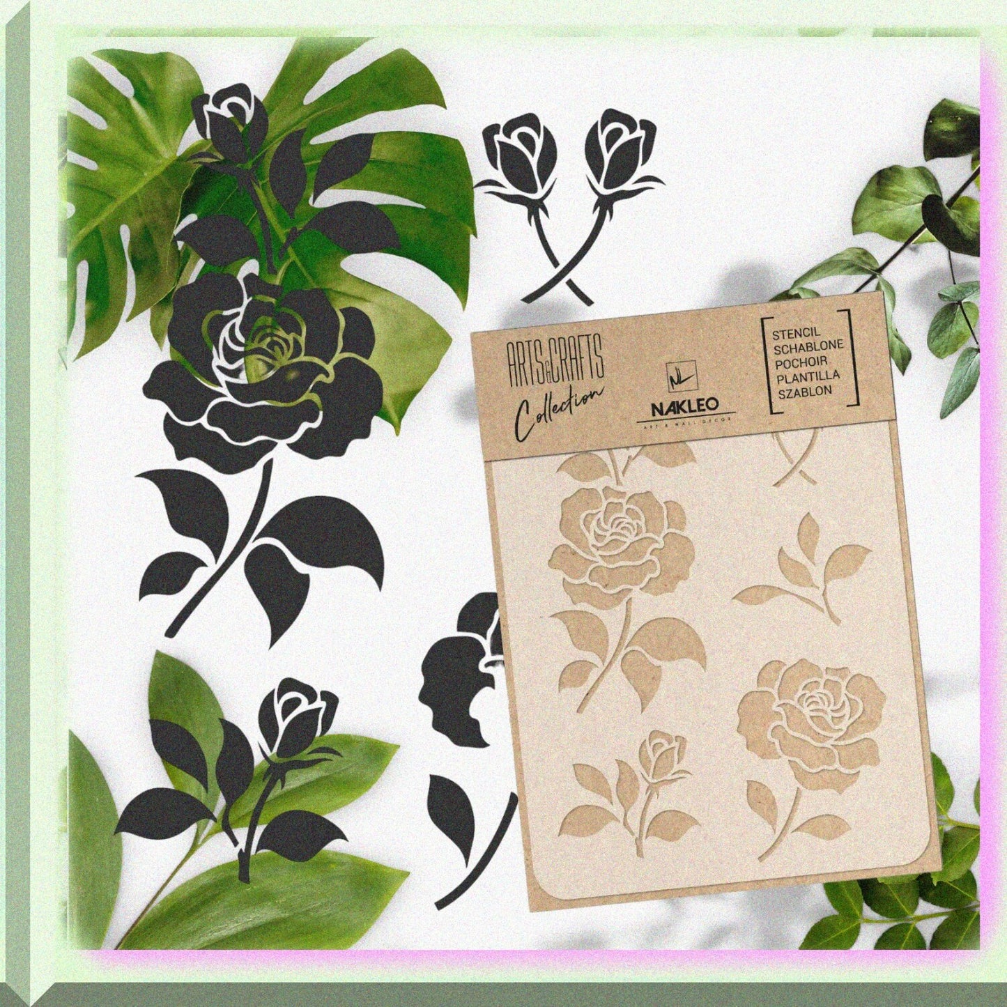 Reusable Plastic Rose Flower Bloom Pattern Template 30x42cm