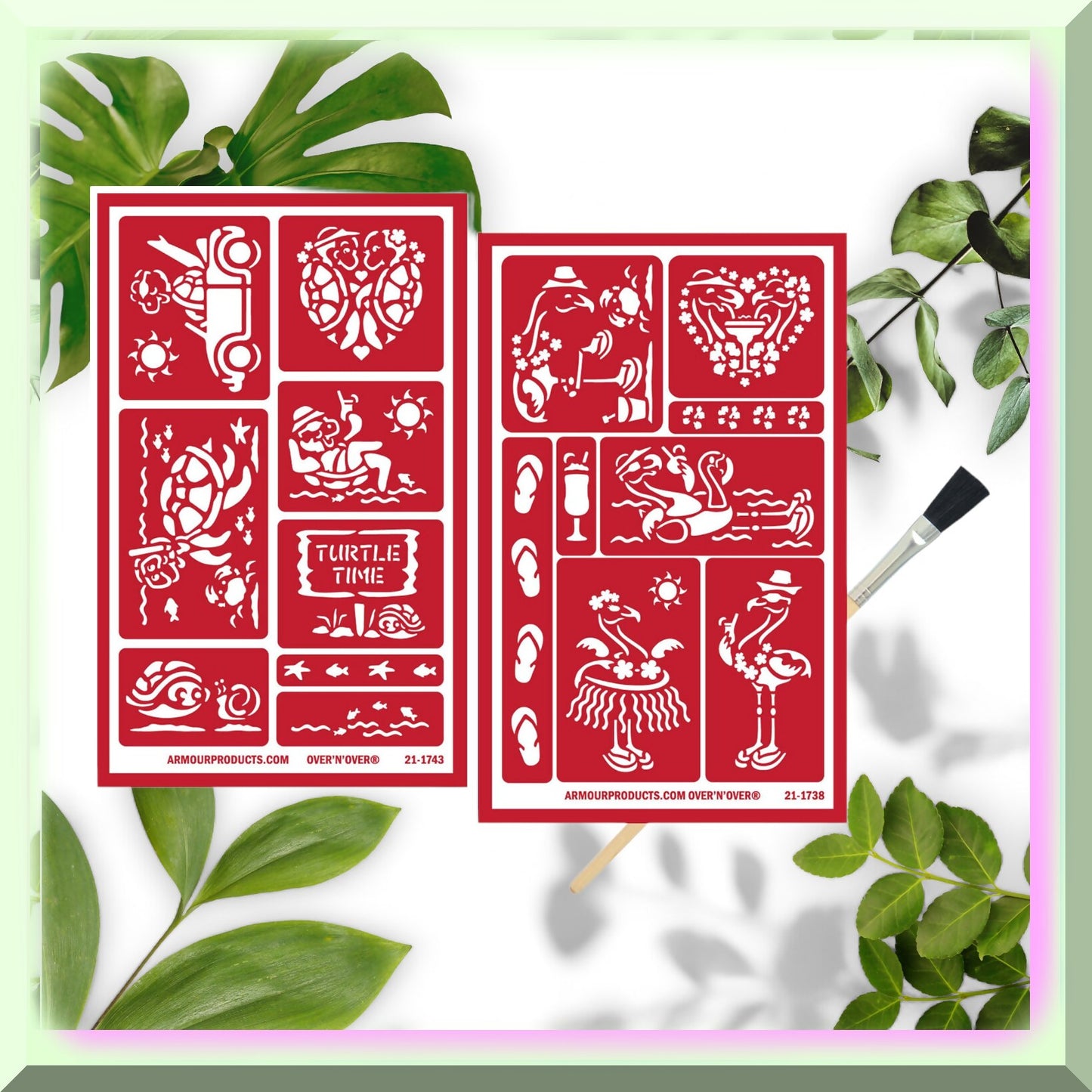 Hawaiian Paradise Etching Kit with Flamingo & Turtle Templates