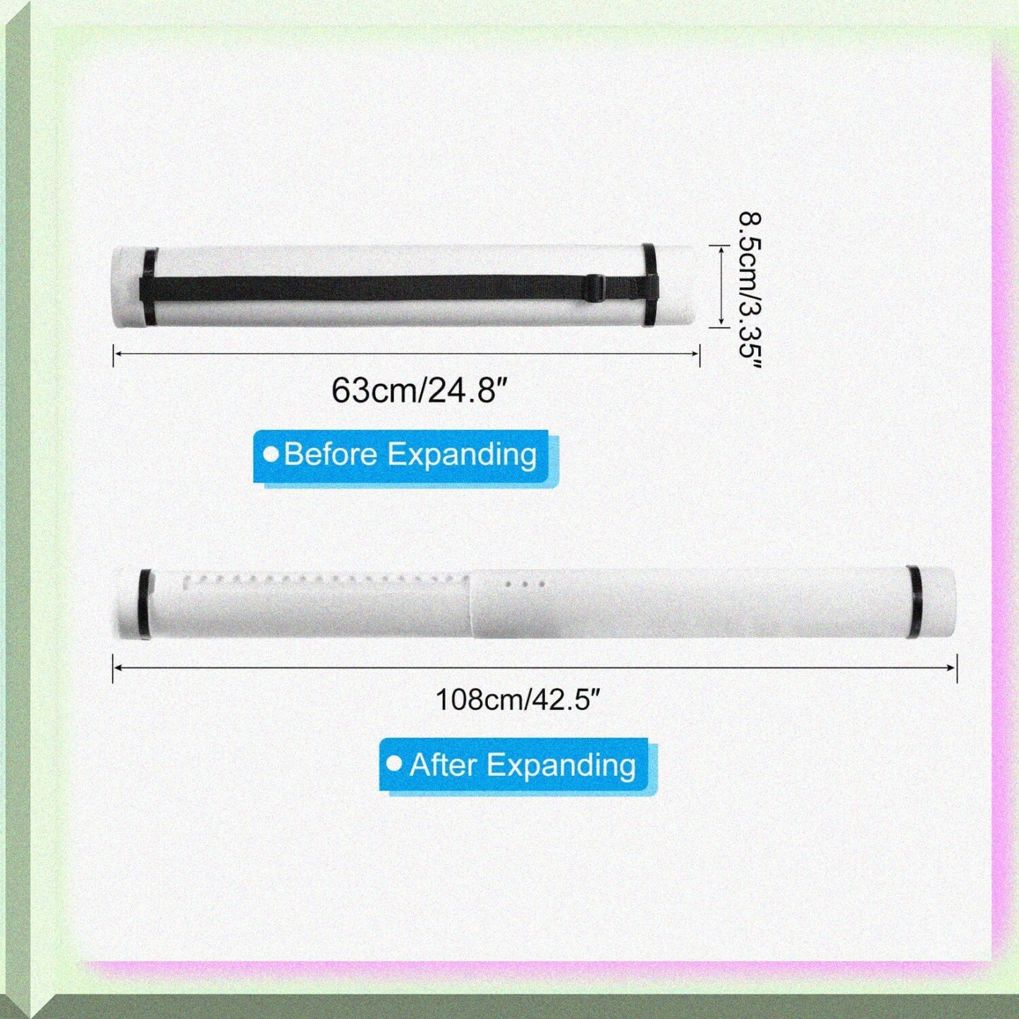 Extendable Poster Tubes with Strap, 2pcs, 24.8" to 42.5"