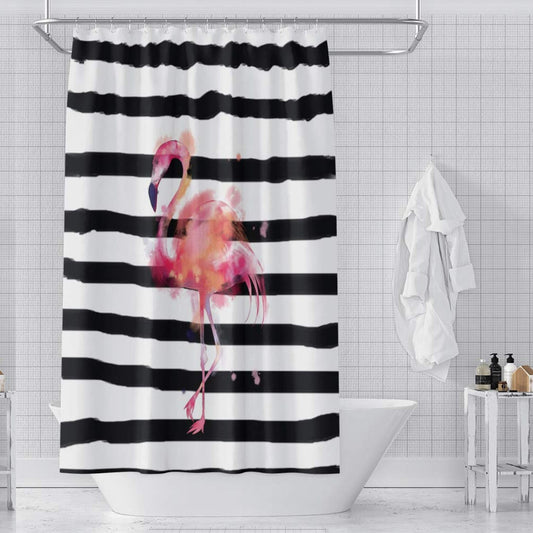 72x96 Inch Watercolor Flamingo Shower Curtain Pink Tropical Animal