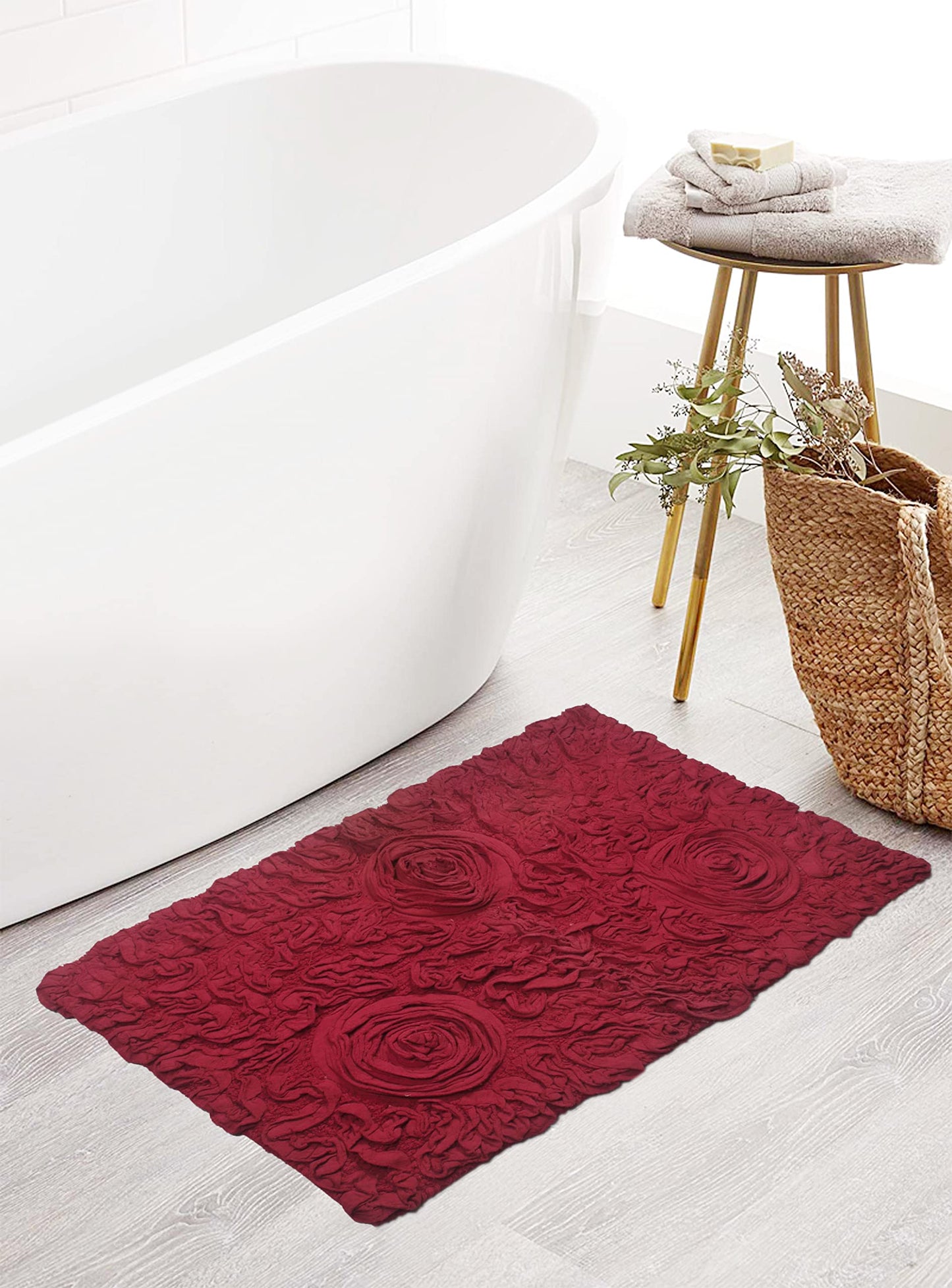 100% Cotton Red Bath Rug 21"x34"
