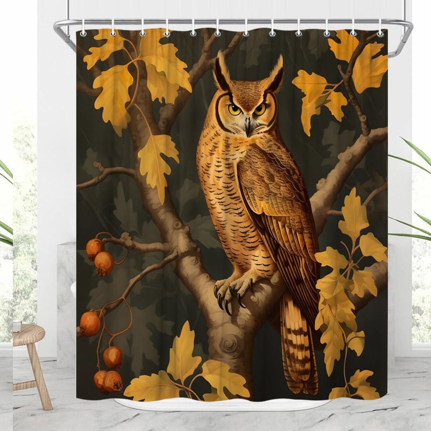 Owl Shower Curtain 70x70 inch Polyester Fabric