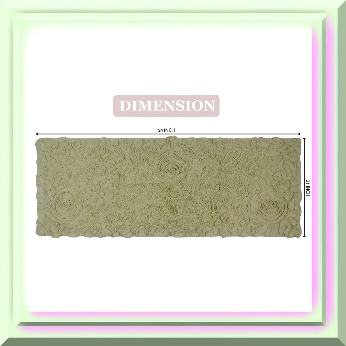 21"x54" Green Cotton Tufted Bath Rug