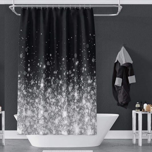60x72 Inch Black White Glitter Shower Curtain