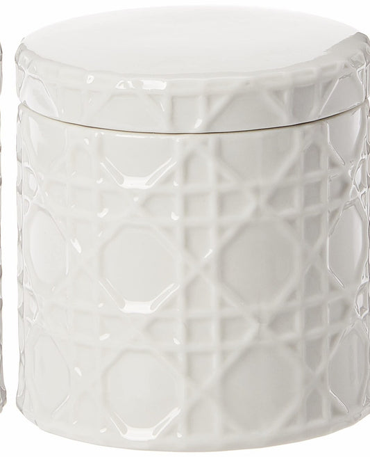 Rattan Cotton Jar White
