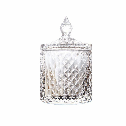 Gl Qtip Holder with Lid, Crystal Canister, Bathroom Organizer