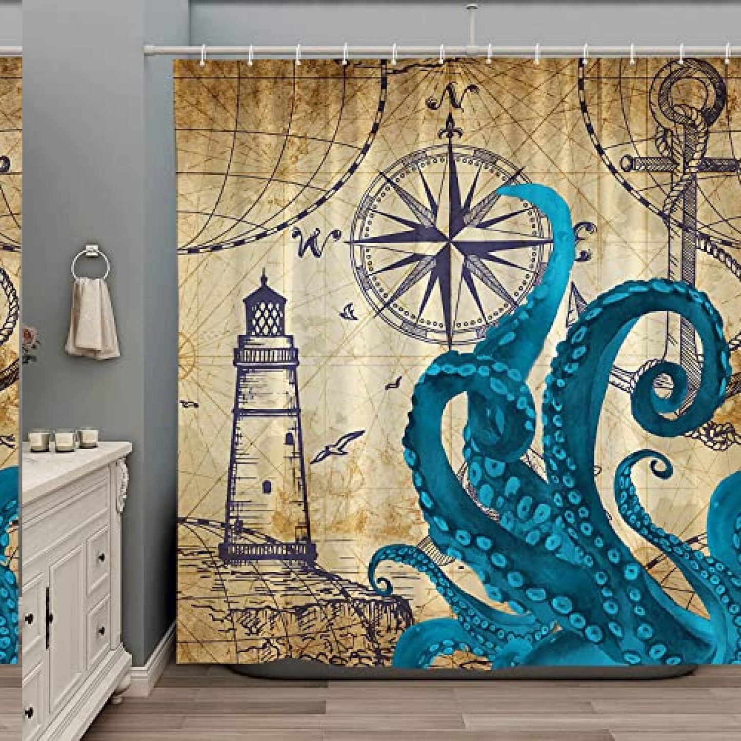 Octopus Tentacle Shower Curtain 70x70 Inch