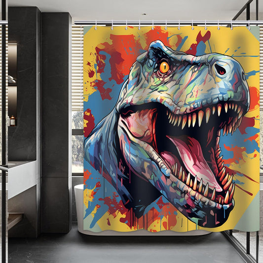 Dinosaur Shower Curtain 72x72 inches with 12 Hooks