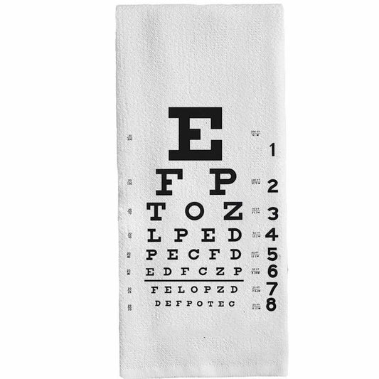 Optometry Chart White Cotton Hand Towels 14x30 Inches