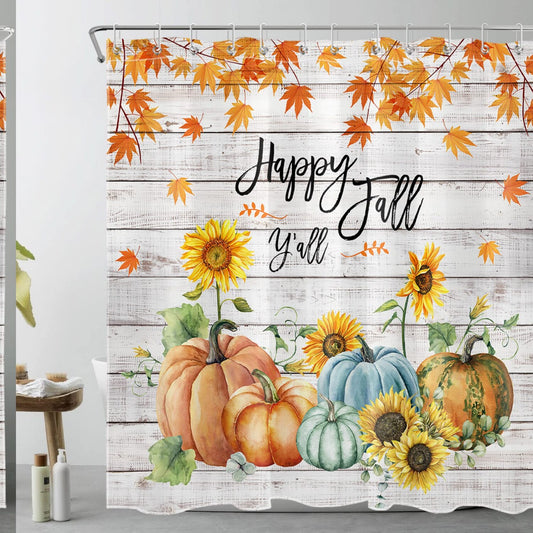 Watercolor Pumpkin Shower Curtain 72x72 Inch