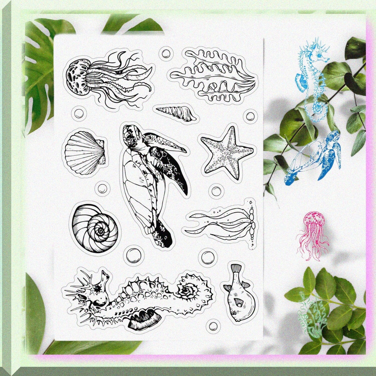 Sea Sea Turtle Marine Animals Clear Rubber Stamp