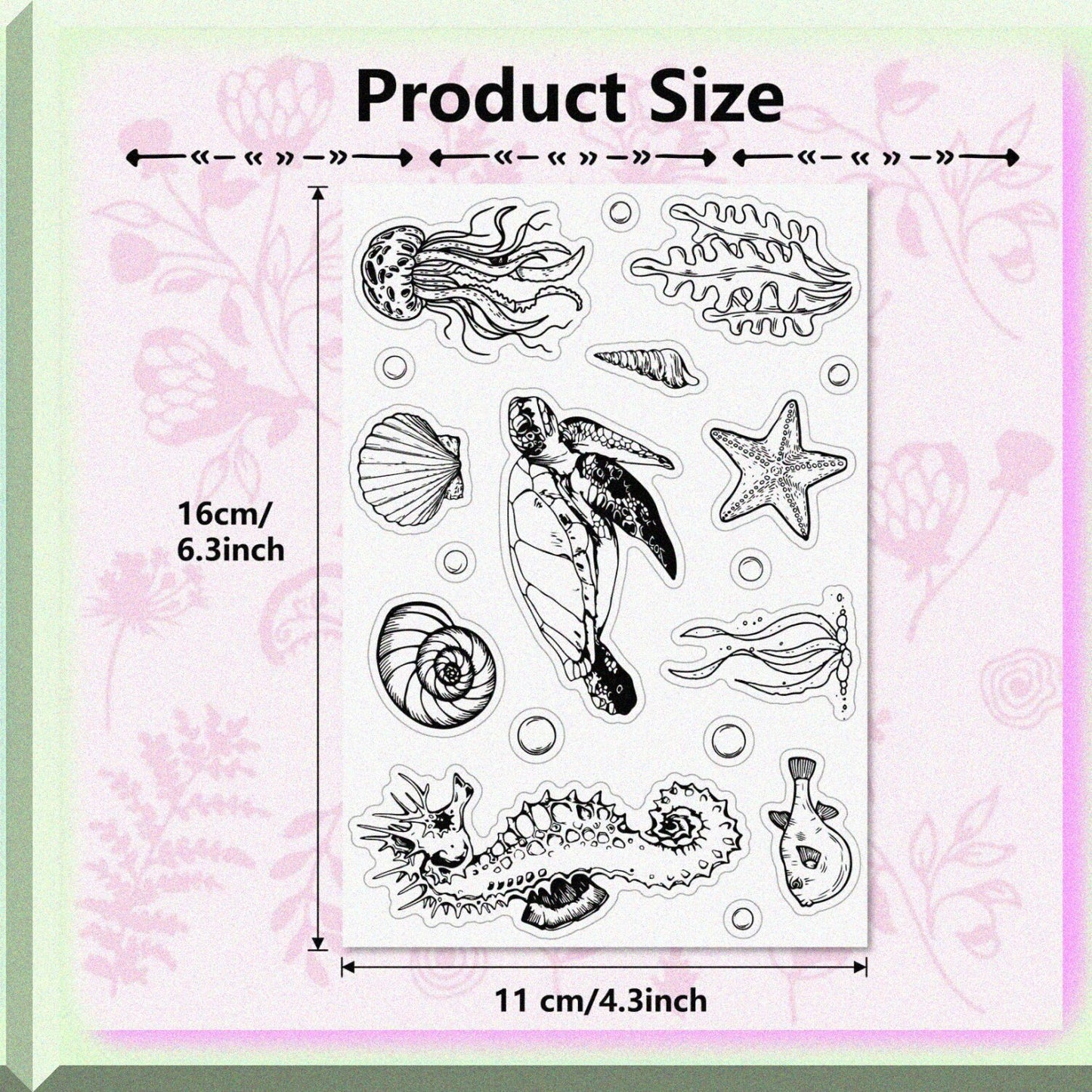 Sea Sea Turtle Marine Animals Clear Rubber Stamp
