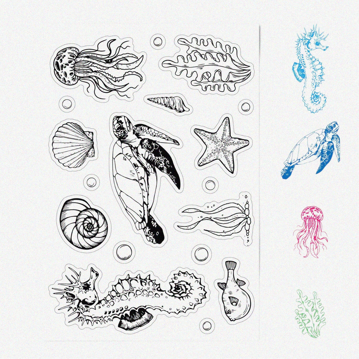 Sea Sea Turtle Marine Animals Clear Rubber Stamp