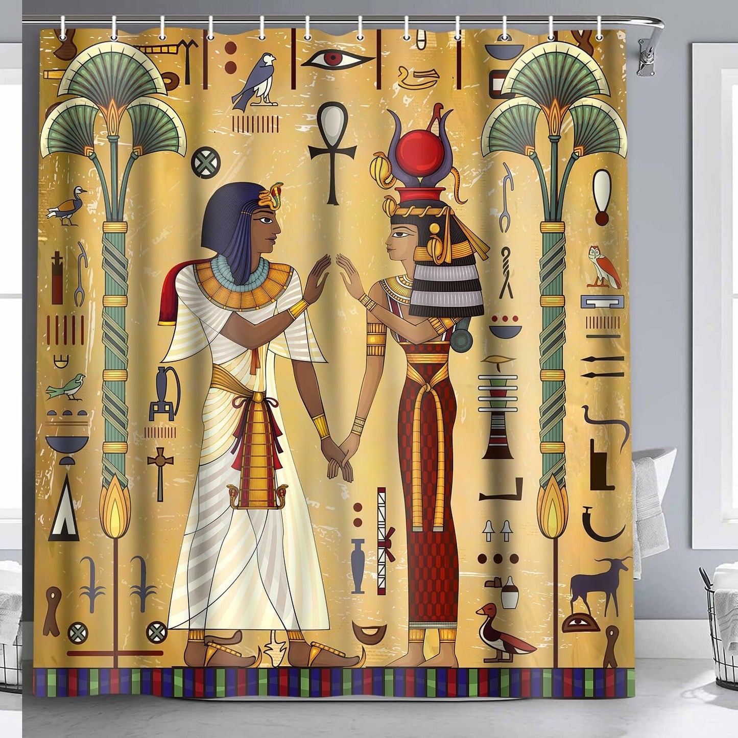Ancient Egyptian Style Shower Curtain 72x72 inches