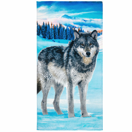 Gray Wolf Beach Towel 30 x 60 inch 100% Cotton