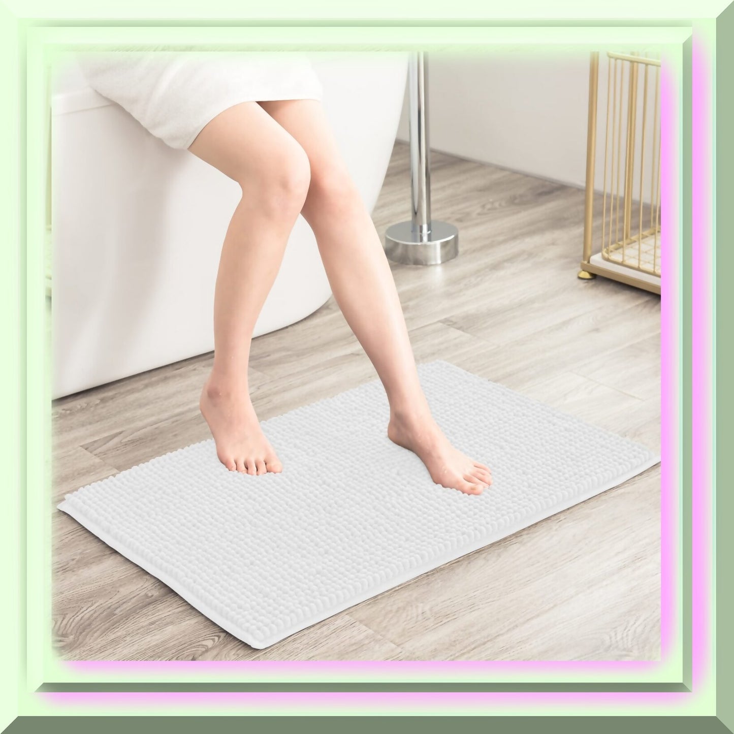 Chenille Bath Rug White 16" x 24"