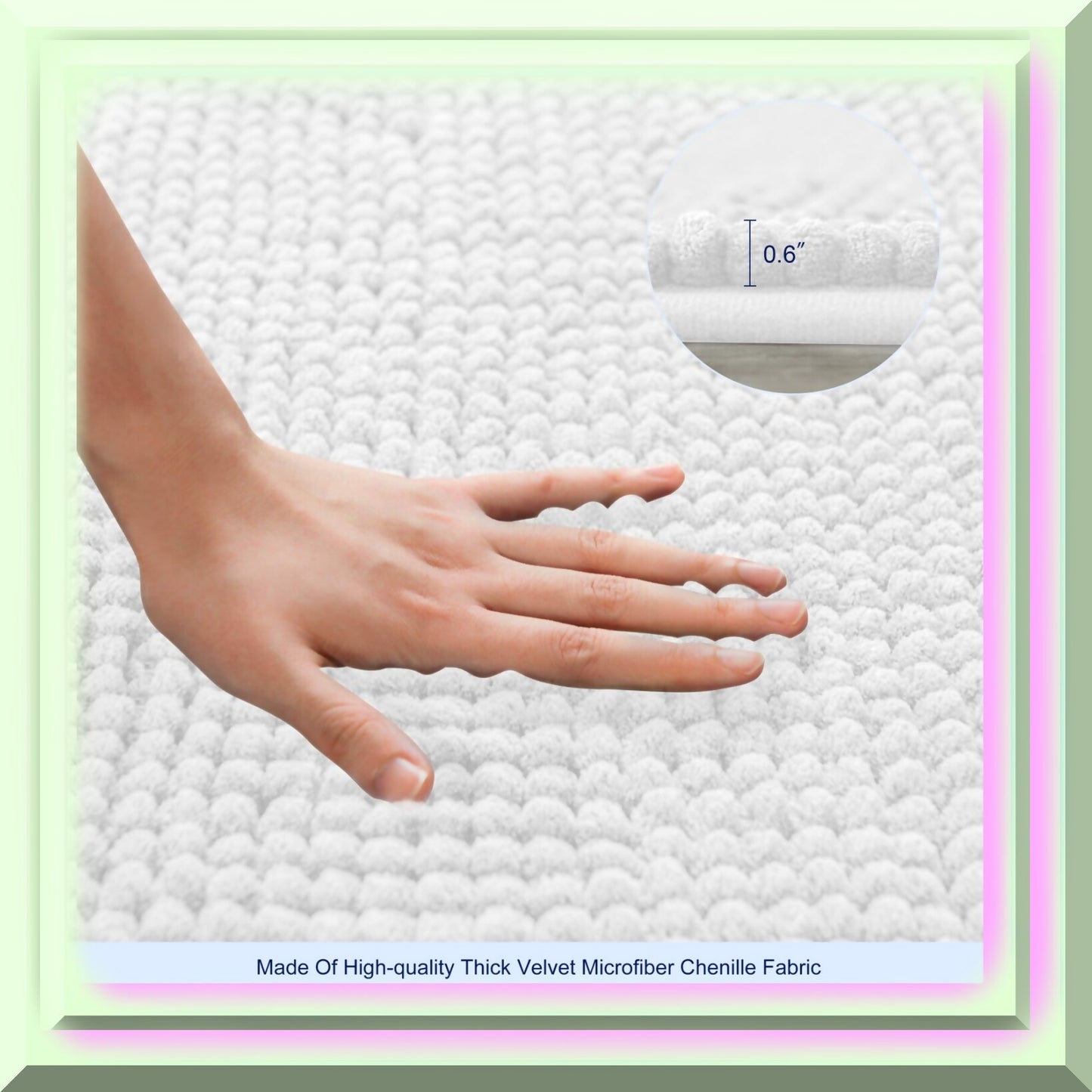 Chenille Bath Rug White 16" x 24"
