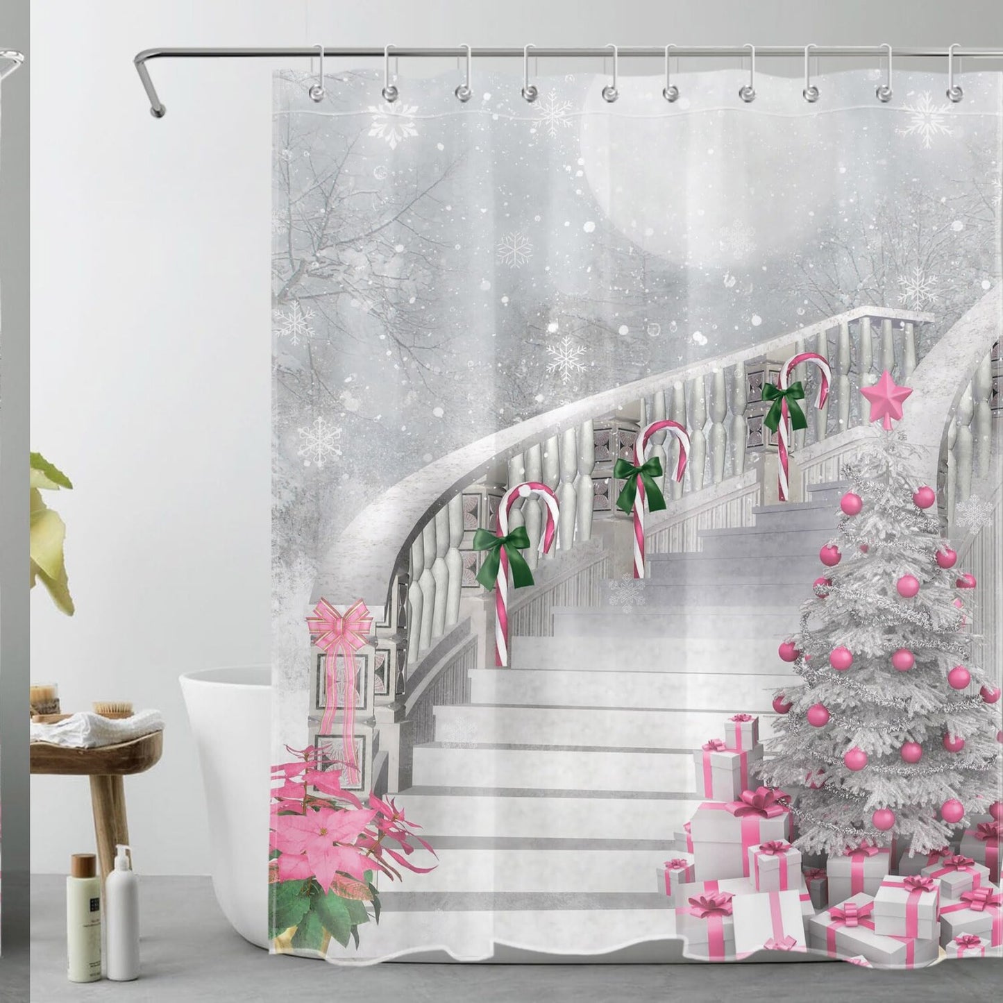 Pink Shower Curtain 60x72 Waterproof Polyester Fabric