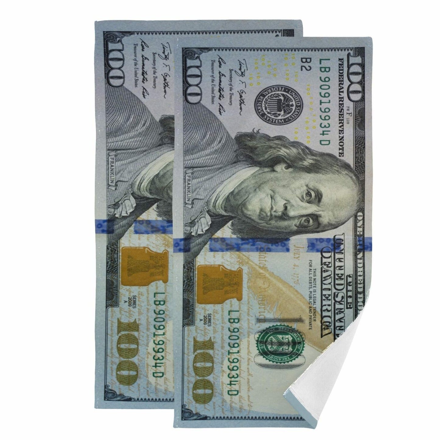 Dollar Bill Money Bathroom Towel Set 2 Pieces