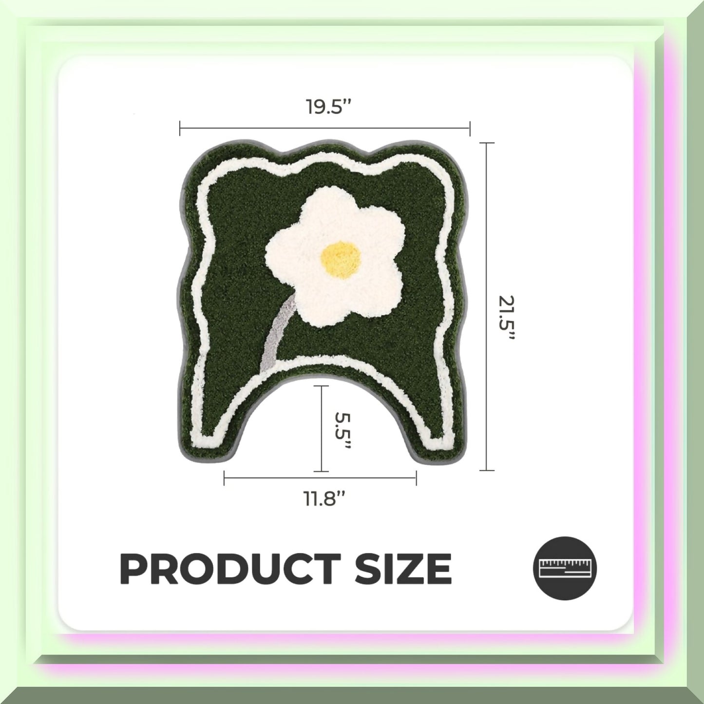Green U-Shaped Microfiber Bath Rug 19.5 x 21.5 Inches