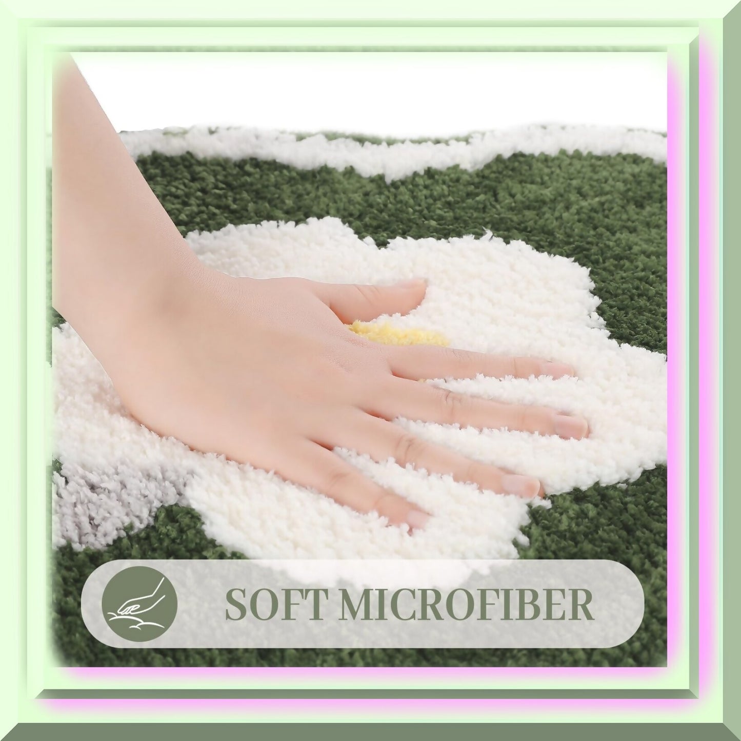 Green U-Shaped Microfiber Bath Rug 19.5 x 21.5 Inches